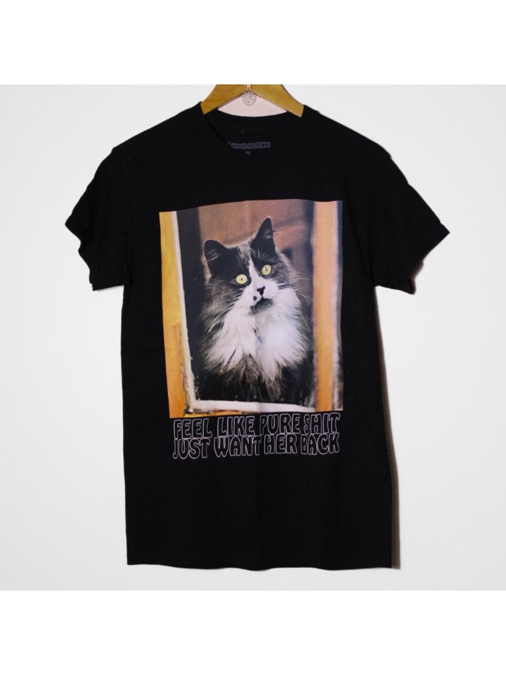 Goodshirts Spencer's Cat Meme Tee Feel Like Pure Sh*t Black Size S